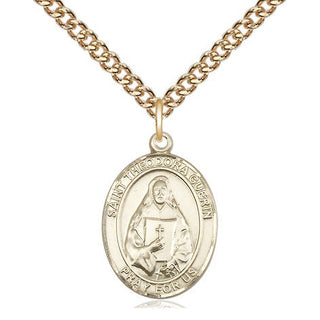14kt Gold Saint Theodora Medal Engraved Catholic Saint Jewelry