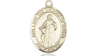 14kt Gold Filled Our Lady of Knots Medal Engraved Catholic Saint Jewelry