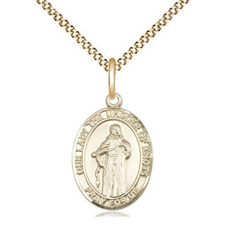 14kt Gold Filled Our Lady of Knots Medal Religious Jewelry Engraved Catholic Saint Jewelry
