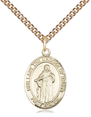 14kt Gold Filled Our Lady of Knots Medal Religious Jewelry Engraved Catholic Saint Jewelry
