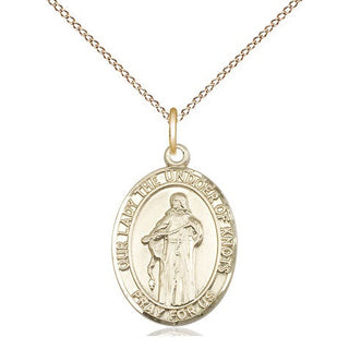 14kt Gold Our Lady of Knots Medal Engraved Catholic Saint Jewelry