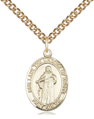 14kt Gold Our Lady of Knots Medal Engraved Catholic Saint Jewelry