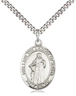 Pewter Our Lady of Knots Medal Religious Jewelry Engraved Catholic Saint Jewelry