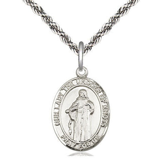 Sterling Silver Our Lady of Knots Medal Religious Jewelry Engraved Catholic Saint Jewelry