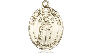 14kt Gold Saint Ivo Medal Engraved Catholic Saint Jewelry
