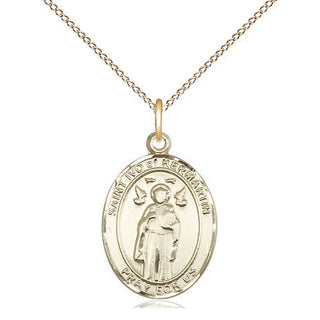 14kt Gold Saint Ivo Medal Engraved Catholic Saint Jewelry
