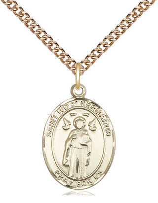 14kt Gold Saint Ivo Medal Engraved Catholic Saint Jewelry