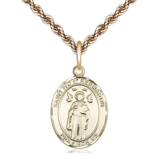 14kt Gold Saint Ivo Medal Engraved Catholic Saint Jewelry