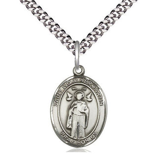 Pewter Saint Ivo Medal Religious Jewelry Engraved Catholic Saint Jewelry