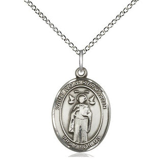 Sterling Silver Saint Ivo Medal Religious Jewelry Engraved Catholic Saint Jewelry