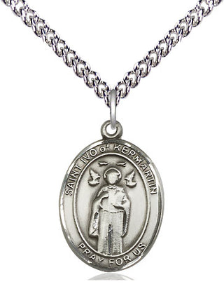 Sterling Silver Saint Ivo Medal Religious Jewelry Engraved Catholic Saint Jewelry