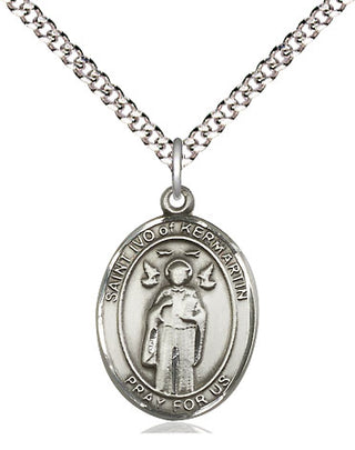 Sterling Silver Saint Ivo Medal Religious Jewelry Engraved Catholic Saint Jewelry