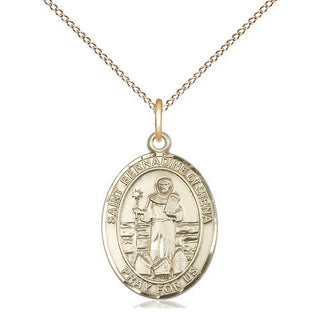 14kt Gold Saint Bernadine of Sienna Medal Engraved Catholic Saint Jewelry