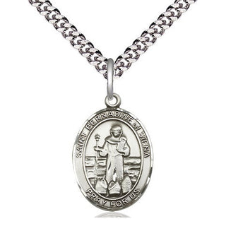 Pewter Saint Bernadine of Sienna Medal Religious Jewelry Engraved Catholic Saint Jewelry