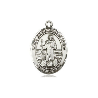 Sterling Silver Saint Bernadine of Sienna Medal Religious Jewelry Engraved Catholic Saint Jewelry