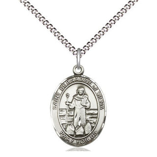 Sterling Silver Saint Bernadine of Sienna Medal Religious Jewelry Engraved Catholic Saint Jewelry