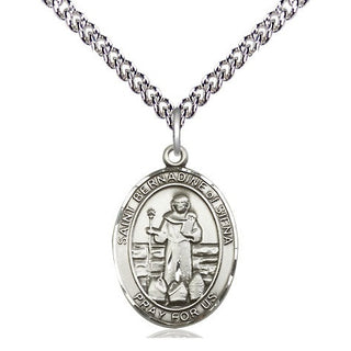 Sterling Silver Saint Bernadine of Sienna Medal Religious Jewelry Engraved Catholic Saint Jewelry