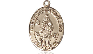 14kt Gold Filled Our Lady of Assumption Medal Engraved Catholic Saint Jewelry