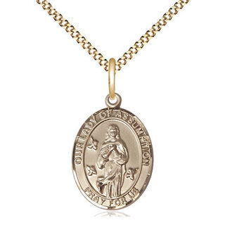 14kt Gold Filled Our Lady of Assumption Medal Religious Jewelry Engraved Catholic Saint Jewelry