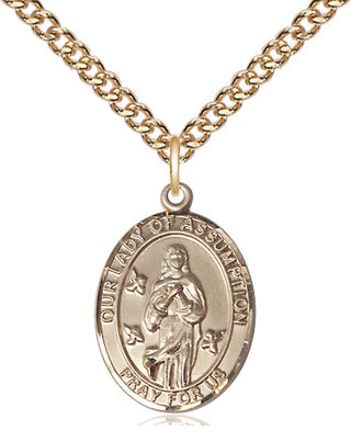 14kt Gold Filled Our Lady of Assumption Medal Religious Jewelry Engraved Catholic Saint Jewelry