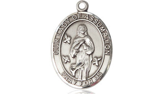 Pewter Our Lady of Assumption Medal Engraved Catholic Saint Jewelry