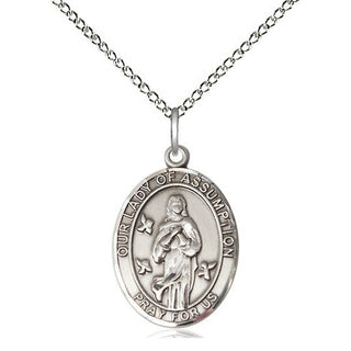 Sterling Silver Our Lady of Assumption Medal Religious Jewelry Engraved Catholic Saint Jewelry