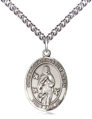 Sterling Silver Our Lady of Assumption Medal Religious Jewelry Engraved Catholic Saint Jewelry