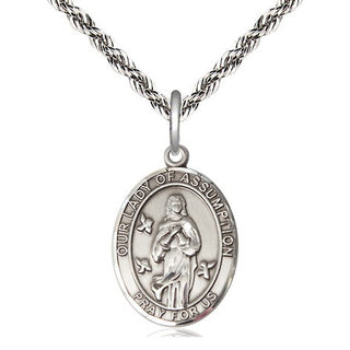 Sterling Silver Our Lady of Assumption Medal Religious Jewelry Engraved Catholic Saint Jewelry