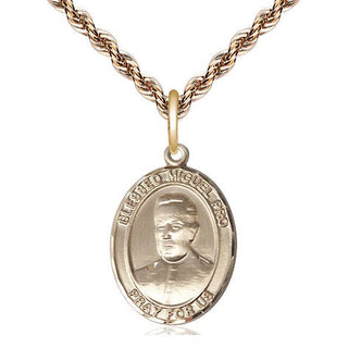 14kt Gold Blessed Miguel Pro Medal Engraved Catholic Saint Jewelry