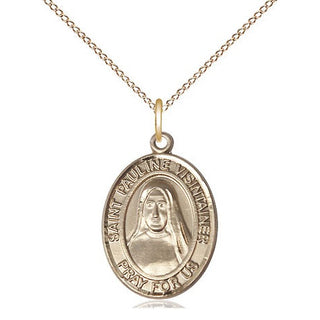 14kt Gold Saint Pauline Visintainer Medal Engraved Catholic Saint Jewelry