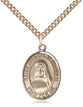 14kt Gold Saint Pauline Visintainer Medal Engraved Catholic Saint Jewelry