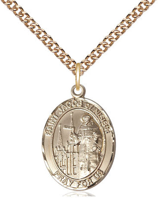14kt Gold Filled Saint Jacob of Nisibis Medal Religious Jewelry Engraved Catholic Saint Jewelry