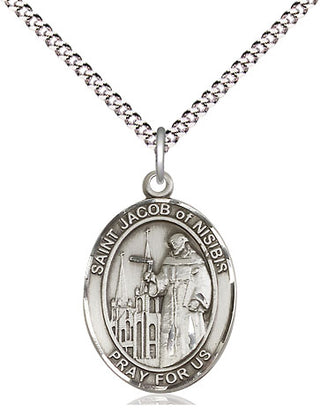 Pewter Saint Jacob of Nisibis Medal Religious Jewelry Engraved Catholic Saint Jewelry