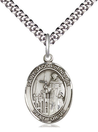 Pewter Saint Jacob of Nisibis Medal Religious Jewelry Engraved Catholic Saint Jewelry