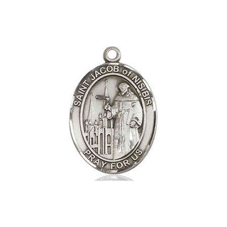 Sterling Silver Saint Jacob of Nisibis Medal Religious Jewelry Engraved Catholic Saint Jewelry