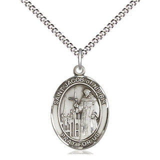 Sterling Silver Saint Jacob of Nisibis Medal Religious Jewelry Engraved Catholic Saint Jewelry