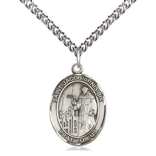 Sterling Silver Saint Jacob of Nisibis Medal Religious Jewelry Engraved Catholic Saint Jewelry