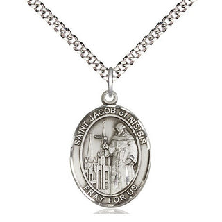 Sterling Silver Saint Jacob of Nisibis Medal Religious Jewelry Engraved Catholic Saint Jewelry