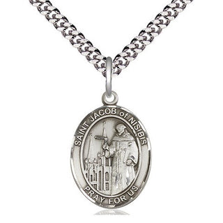 Sterling Silver Saint Jacob of Nisibis Medal Religious Jewelry Engraved Catholic Saint Jewelry