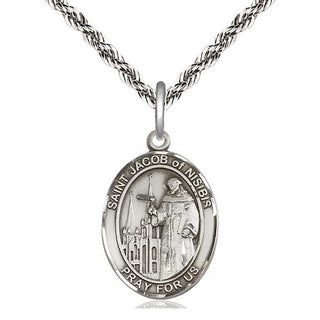 Sterling Silver Saint Jacob of Nisibis Medal Religious Jewelry Engraved Catholic Saint Jewelry