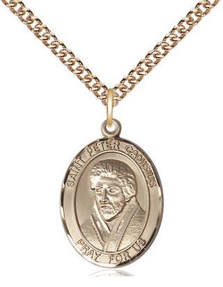 14kt Gold Saint Peter Canisius Medal Engraved Catholic Saint Jewelry