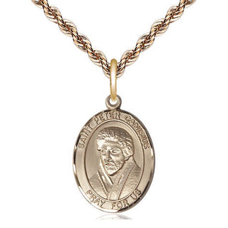 14kt Gold Saint Peter Canisius Medal Engraved Catholic Saint Jewelry