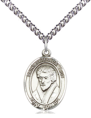 Sterling Silver Saint Peter Canisius Medal Religious Jewelry Engraved Catholic Saint Jewelry