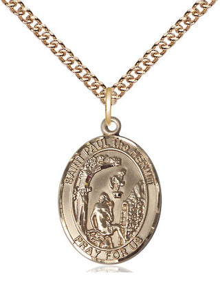14kt Gold Paul the Hermit Medal Engraved Catholic Saint Jewelry