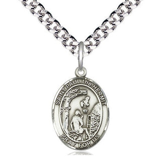 Pewter Paul the Hermit Medal Religious Jewelry Engraved Catholic Saint Jewelry