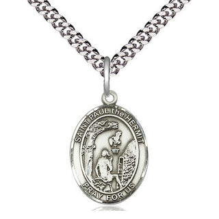 Pewter Paul the Hermit Medal Religious Jewelry Engraved Catholic Saint Jewelry
