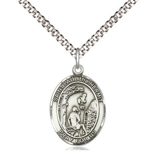 Sterling Silver Paul the Hermit Medal Religious Jewelry Engraved Catholic Saint Jewelry