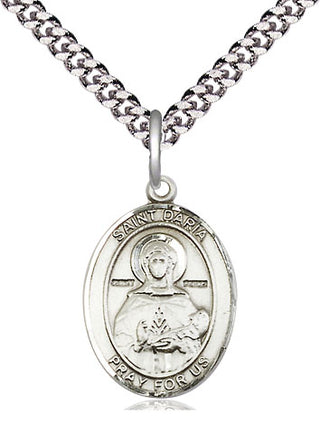 Pewter Saint Daria Medal Religious Jewelry Engraved Catholic Saint Jewelry
