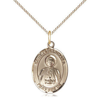 14kt Gold Saint Peter Chanel Medal Engraved Catholic Saint Jewelry