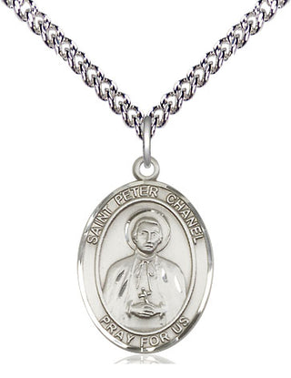 Sterling Silver Saint Peter Chanel Medal Religious Jewelry Engraved Catholic Saint Jewelry